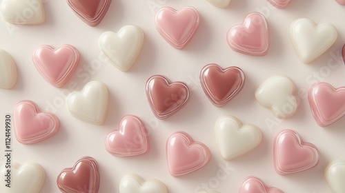 Valentine's Day Candy Hearts Pink White Flat Design Illustration