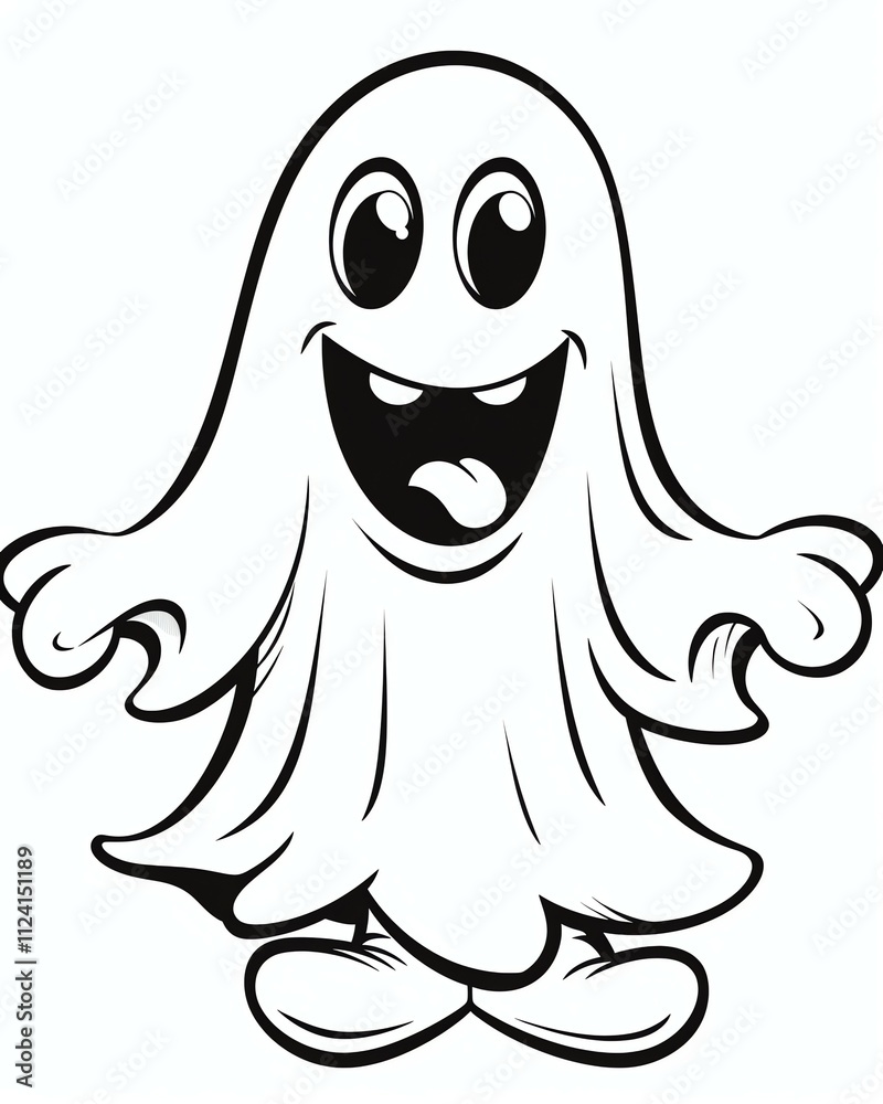 Obraz premium Cute ghost for halloween theme cartoon style black and
