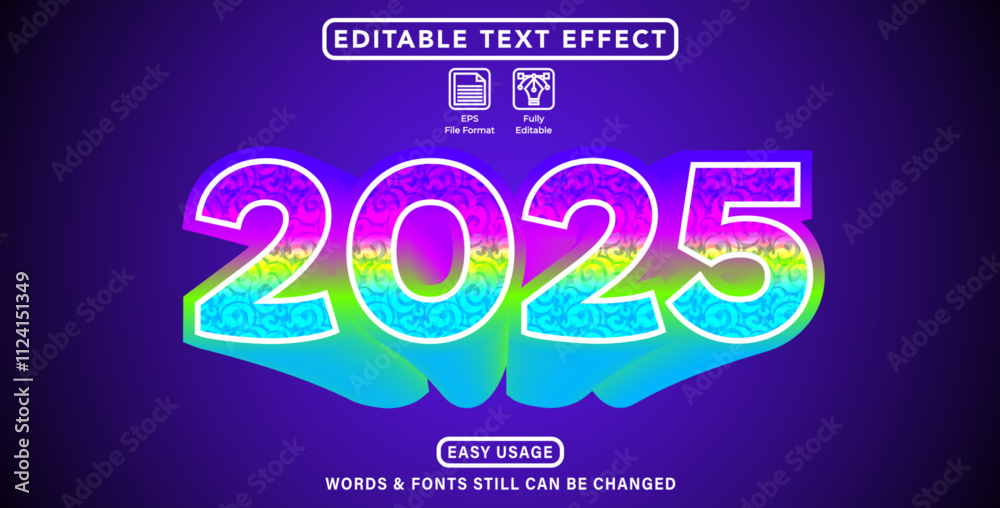 Obraz premium Editable text effect new year 2025 theme style