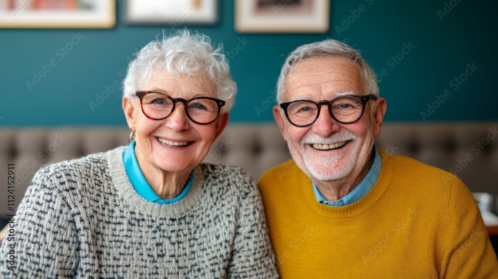 Happy Seniors Reconnecting at Cozy Cafe