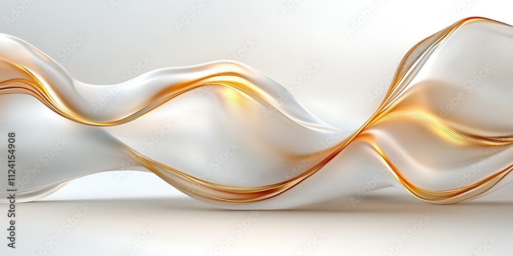 Naklejka premium Abstract gold and white flowing fabric waves.