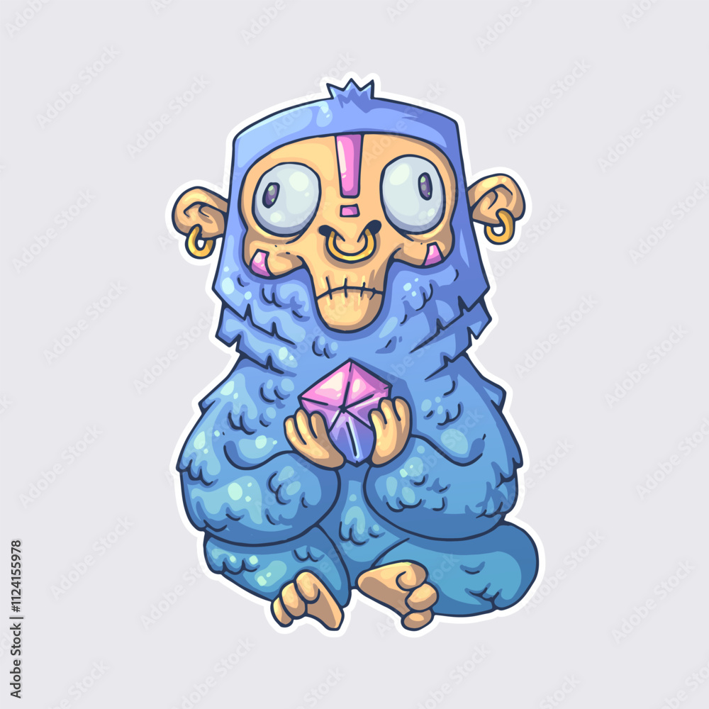 Fototapeta premium Funny crazy monkey. Cartoon vector character. Trendy style. Vector illustration.