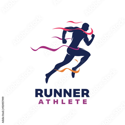 Healthy running marathon athletes logo