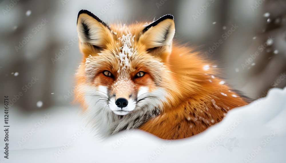 Fototapeta premium Fox in a snow 