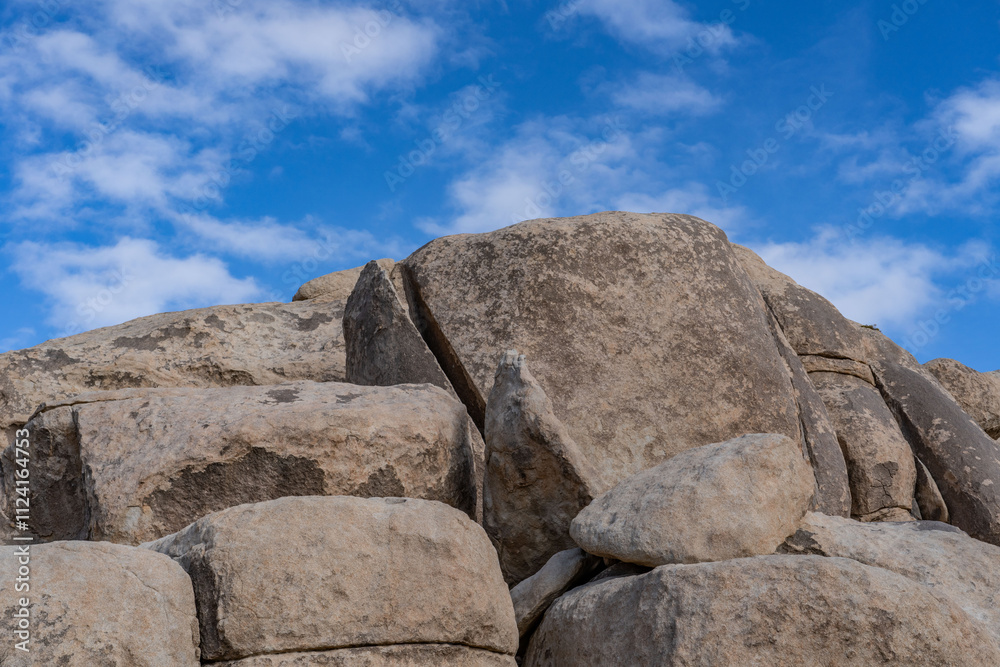 Cap Rock Nature Trail, Joshua Tree National Park, California. Weathered Granitic Rocks. White Tank Quartz Monzonite. Cap Rock Nature Trail, Joshua Tree National Park, California. Weathered Granitic Rocks. White Tank Quartz Monzonite.