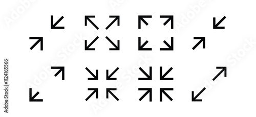 Fullscreen vector Icon with Arrows. Expand Maximize and minimize signs for Screen