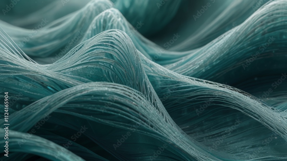 Naklejka premium Aqua Mist wave-like fiber background in soft flowing motion