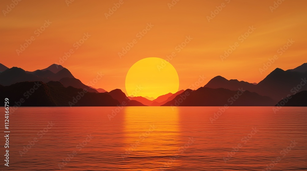 A stunning sunset over tranquil waters, surrounded by majestic mountains, creating a serene and picturesque landscape filled with vibrant colors. A stunning sunset over tranquil waters, surrounded by majestic mountains, creating a serene and picturesque landscape filled with vibrant colors.