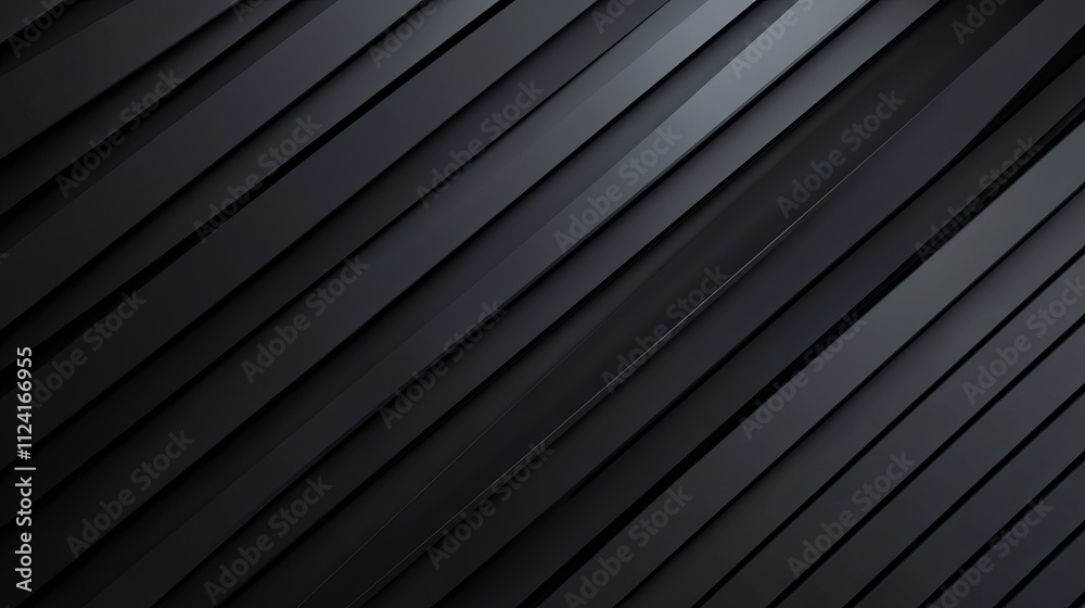 Obraz premium 3d black geometric abstract background with overlapping layers, diagonal lines, and striped patterns on dark space – modern graphic design element for banners, flyers, cards, brochure covers