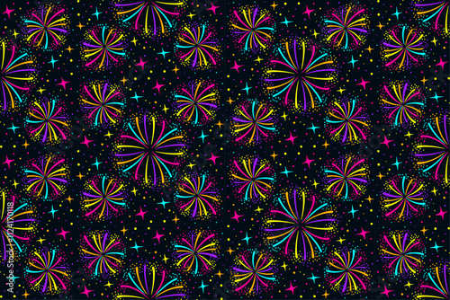 Party Fireworks Seamless Pattern