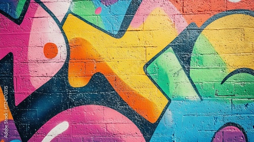 Vibrant graffiti wall abstract background with bold pop art elements, colorful urban street art backdrop for creative designs and artistic projects