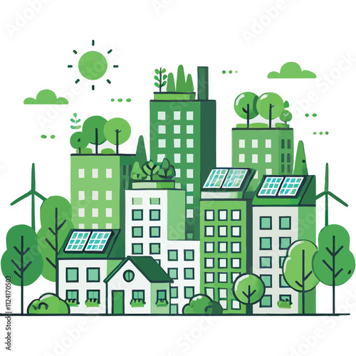 illustration of green city buildings for National Green City Day