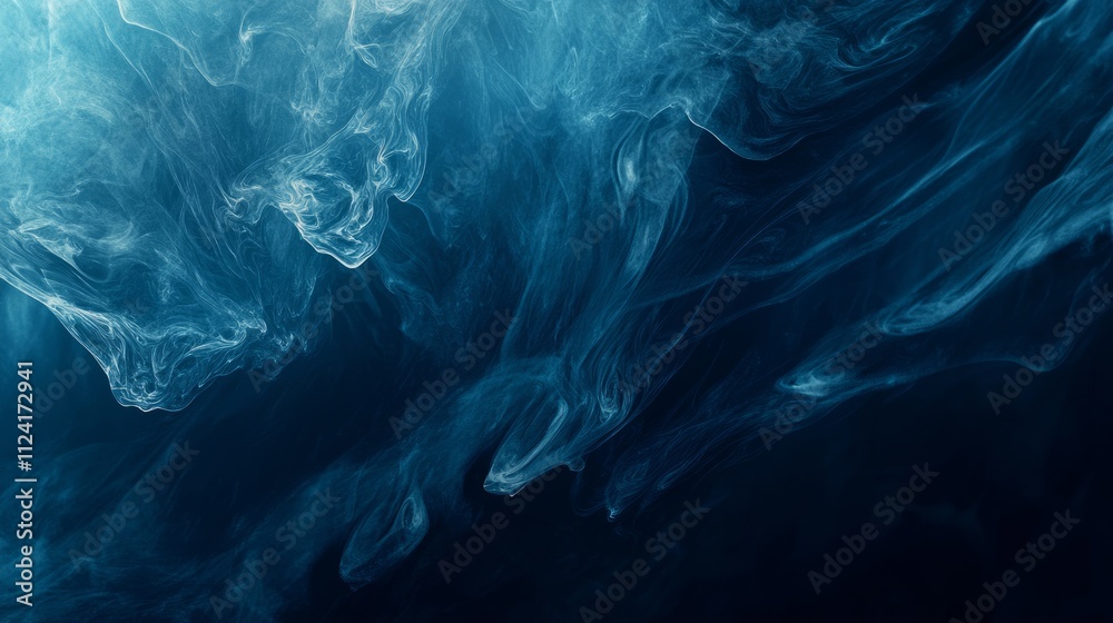 Abstract swirling blue smoke or ink in dark background. Abstract swirling blue smoke or ink in dark background.