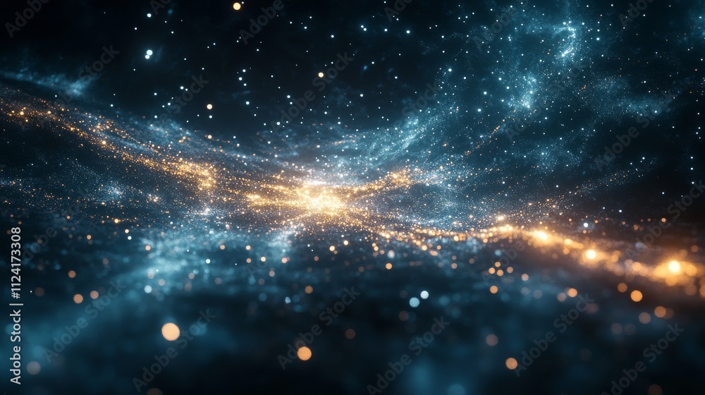 Naklejka premium Stunning cosmic galaxy and nebula with star-filled sky and glowing energy