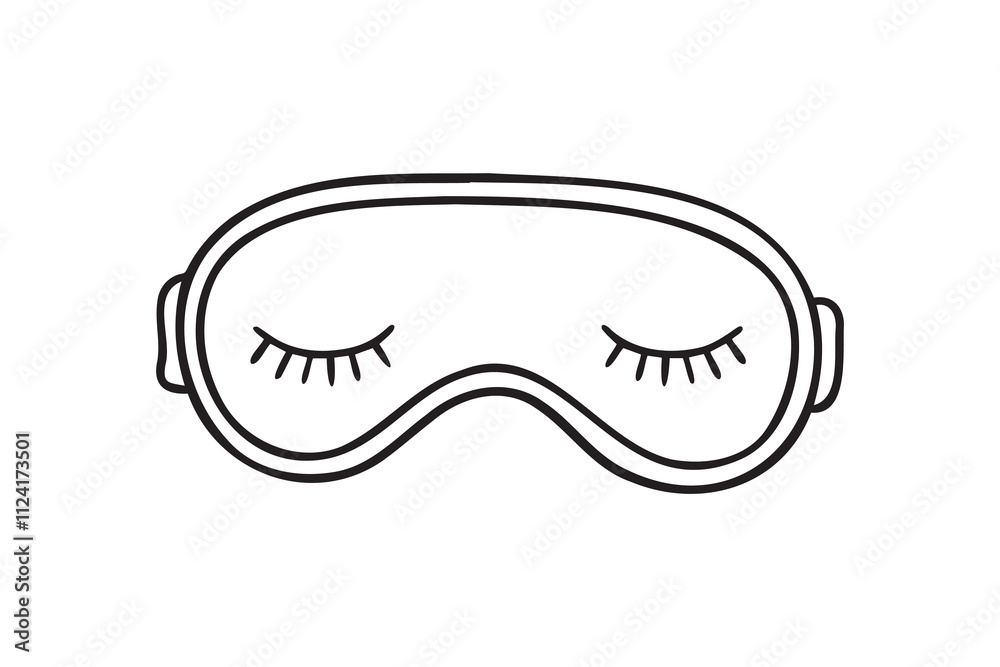 Cute sleep mask doodle hand drawn icon. Outline drawing sleeping night mask with eyelashes line clipart symbol Cute sleep mask doodle hand drawn icon. Outline drawing sleeping night mask with eyelashes line clipart symbol
