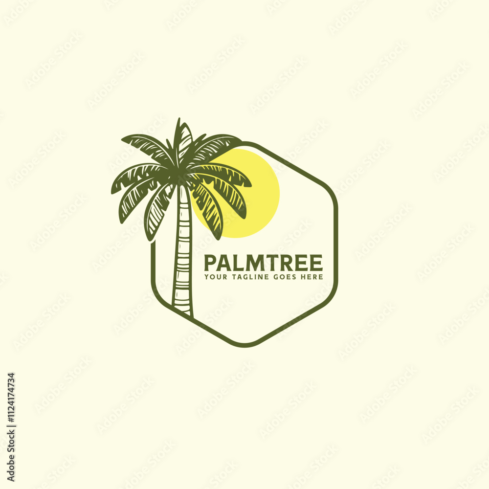 Obraz premium palm tree island logo vector