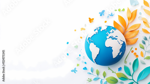 Earth day concept on white background photo