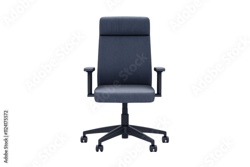 A sleek, modern office chair with a high back, padded seat, and armrests, designed for comfort and ergonomic support.