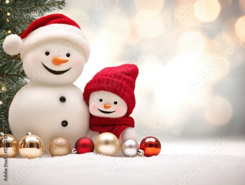 Charming indoor snowmen family portrait celebrating joy