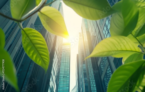 Sustainable City Architecture with Lush Green Plants photo