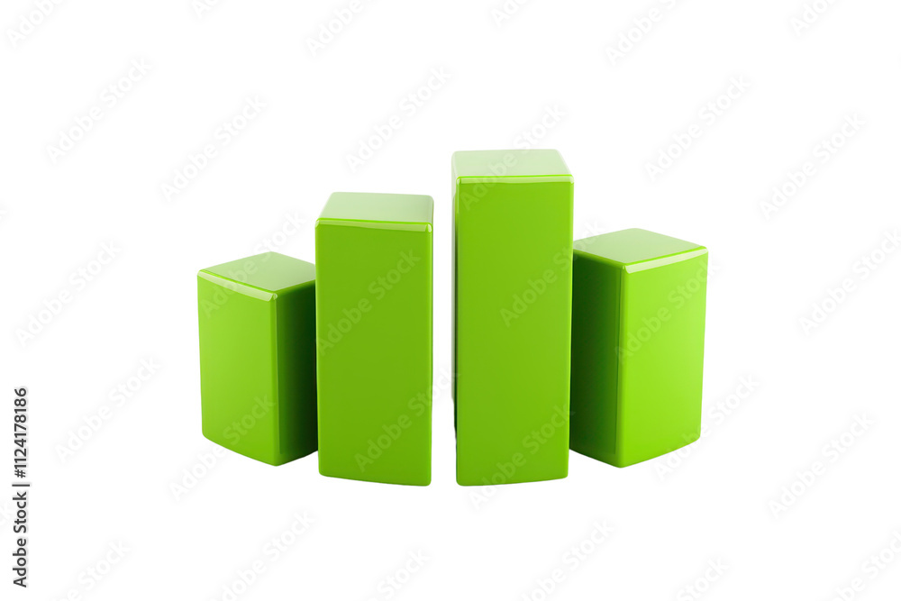 Four green blocks of varying heights arranged to create a bar-like structure, showcasing a modern and minimalistic design. Four green blocks of varying heights arranged to create a bar-like structure, showcasing a modern and minimalistic design.