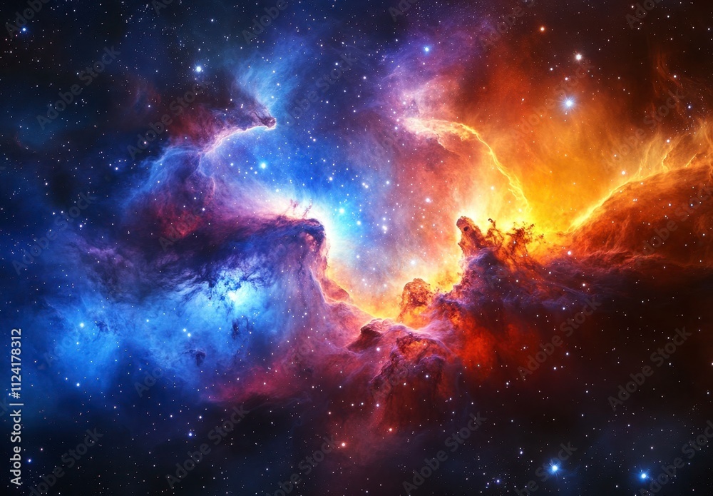 Fototapeta premium Cosmic Nebula of Blue and Orange Hues