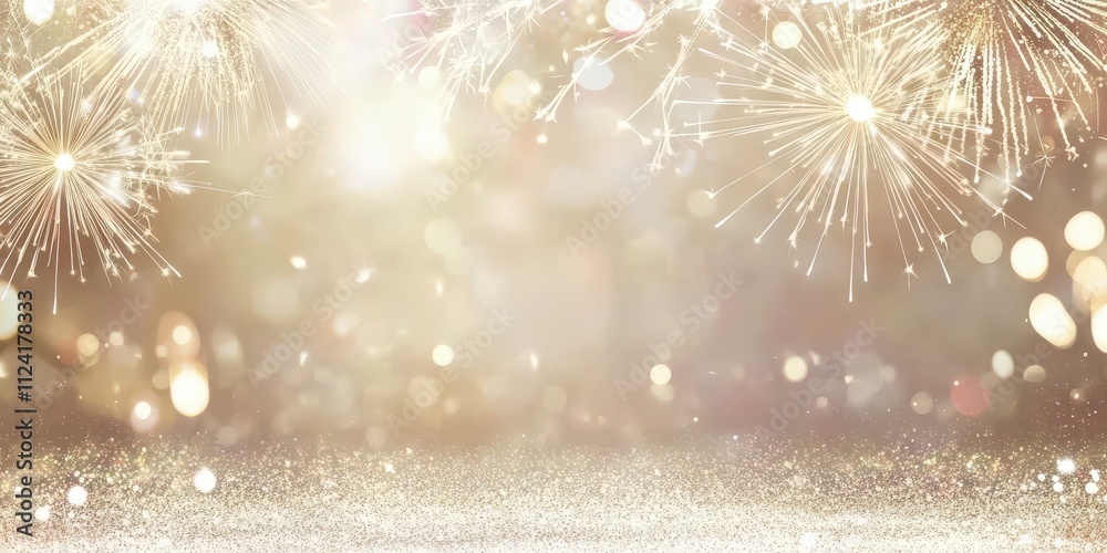 Fototapeta premium Beautiful Background of Sparkling Fireworks and Lights for Celebratory Themes and Festive Occasions in a Dreamy Atmosphere