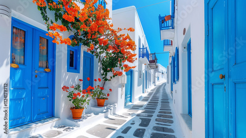 blue and white houses
