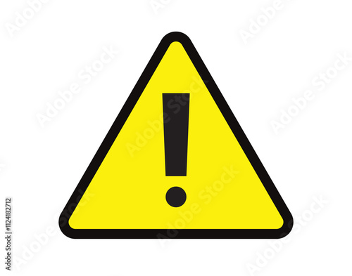 Yellow warning danger sign. Simple vector icon.