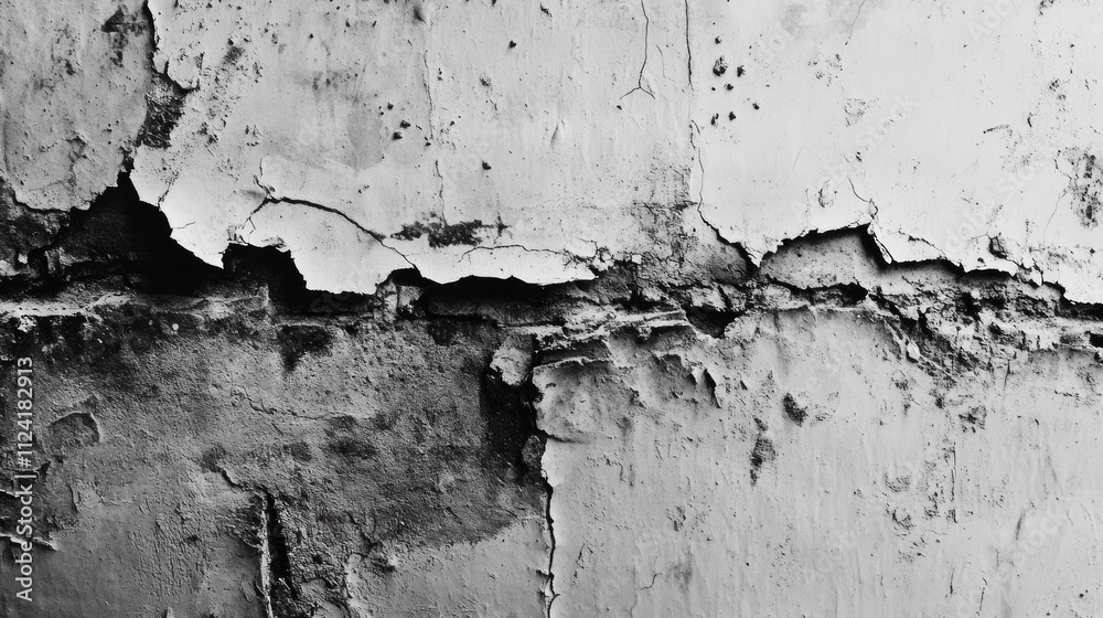 Close-up of weathered, cracked, and peeling paint on a wall. Close-up of weathered, cracked, and peeling paint on a wall.