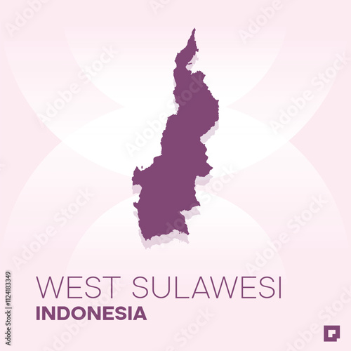 West Sulawesi vector map, Vector map of West Sulawesi, editable eps, AI files, Vector illustration of West Sulawesi vector map