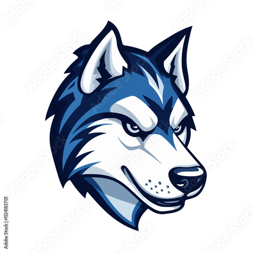 Siberian Husky Head Mascot Logo Sports Team Profile Design in Vector Illustration