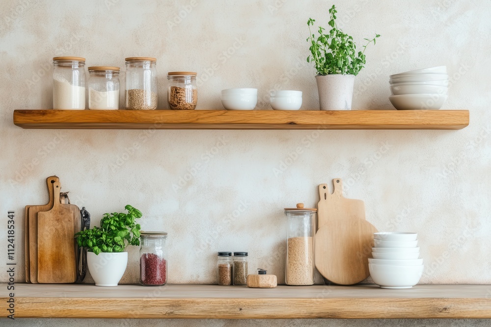 Cozy kitchen featuring multi-finish floating shelves with warm wood grain accents for a stylish and inviting look. Cozy kitchen featuring multi-finish floating shelves with warm wood grain accents for a stylish and inviting look.