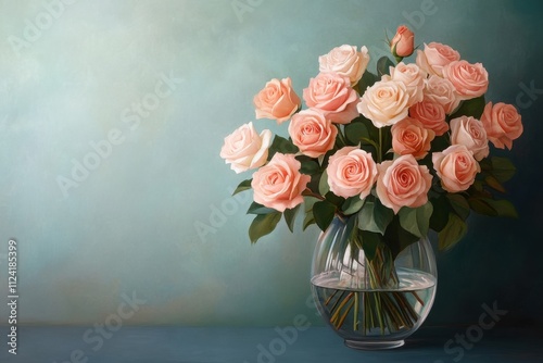 Wallpaper Mural Graceful Arrangement of Polished Pastel Roses in a Clear Vase for Elegant Home Decor Torontodigital.ca