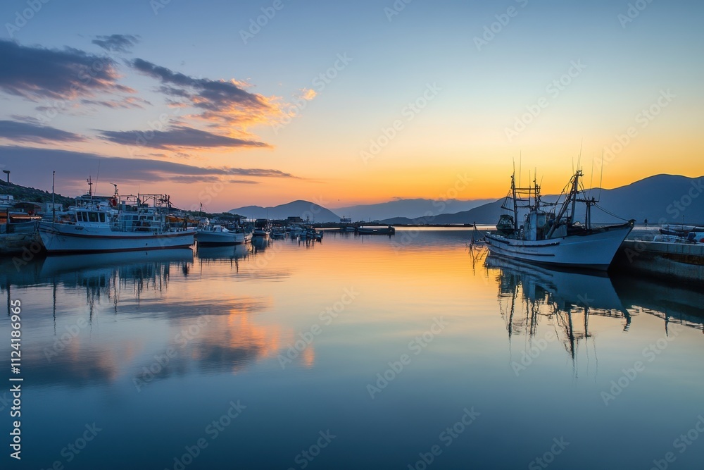 Maritime serenity at dawn tranquil harbor with docked boats coastal landscape calm waters scenic viewpoint for nature lovers and travel enthusiasts Maritime serenity at dawn tranquil harbor with docked boats coastal landscape calm waters scenic viewpoint for nature lovers and travel enthusiasts