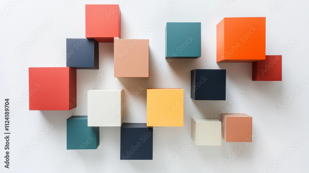 Minimalist 3D cubes arranged in pattern on white background create modern aesthetic Minimalist 3D cubes arranged in pattern on white background create modern aesthetic