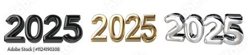 Collection of 2025 numbers. Happy New Year concept. isolated on white or transparent background