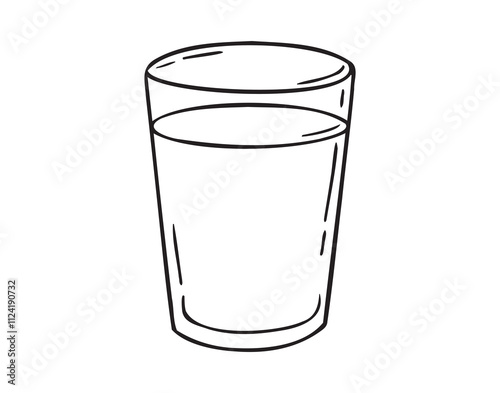 glass of water doodle hand drawn icon. Outline drawing glass of water line clipart symbol