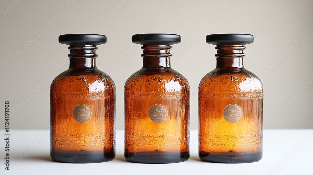 Amber Bottles in Elegant Display Amber Bottles in Elegant Display