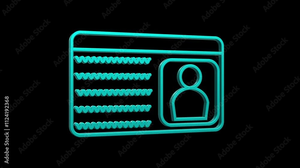 A 3D identity card icon featuring a rectangular design with rounded corners. It includes a subtle photo placeholder, clean lines, and a modern color scheme, symbolizing personal information .