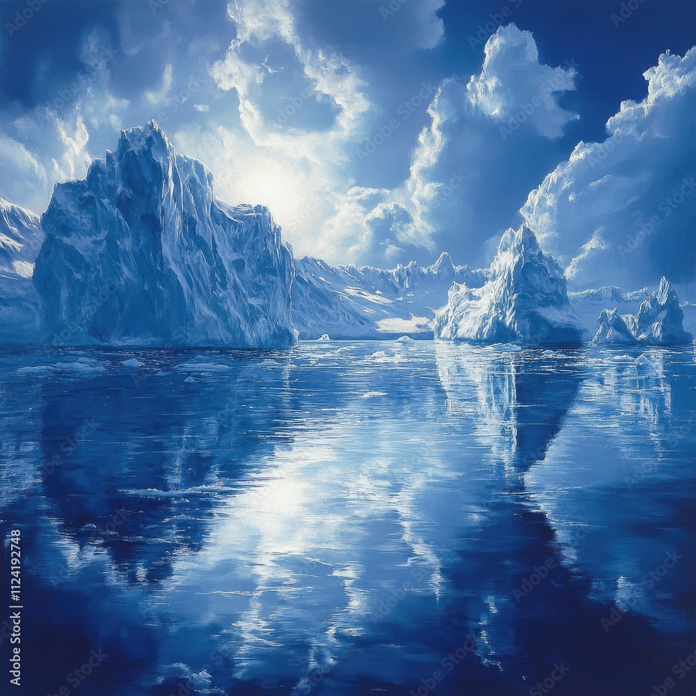 custom made wallpaper toronto digitalMajestic Icebergs Reflecting in Pristine Arctic Waters Under a Dramatic Cloudy Sky