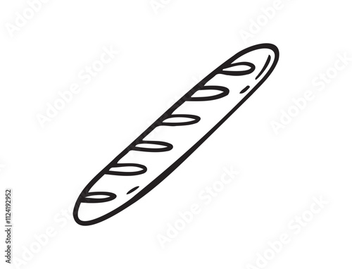 French baguette hand drawn outline doodle icon. Bread loaf vector isolated sketch illustration