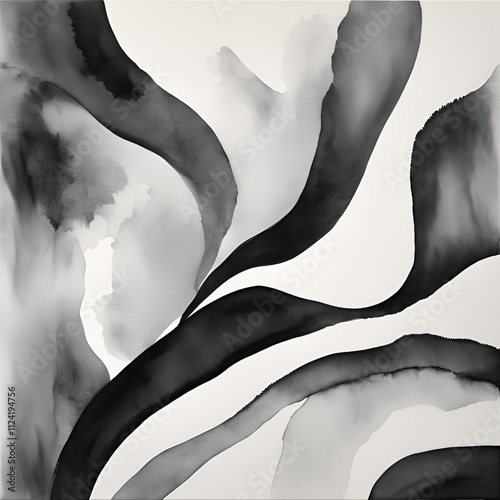 Abstract Background. Black and white watercolor texture background. Brush strokes grunge background. 