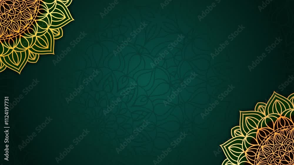 Abstract horizontal mandala 4k video footage, colorful floral vintage decorative element's, Mandala animation with seamless looping, Editable background	