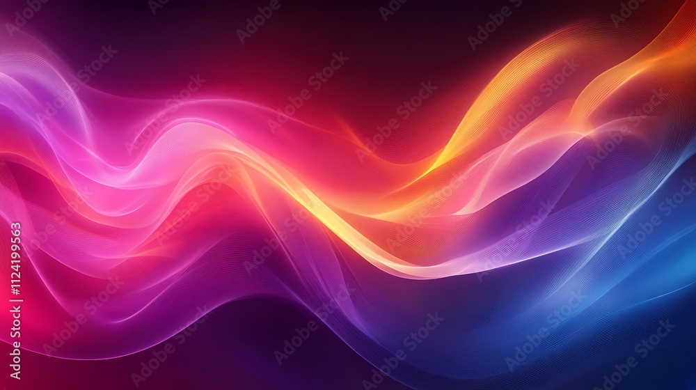 Obraz premium Abstract vibrant neon waves flowing, dynamic energy, colorful motion, glowing light streaks.