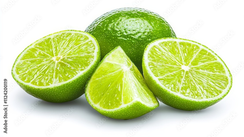Fresh Lime Slices on a Clean White Background Fresh Lime Slices on a Clean White Background