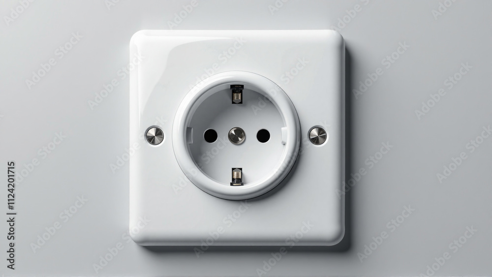 Close-up white socket on white wall - Generative AI Close-up white socket on white wall - Generative AI