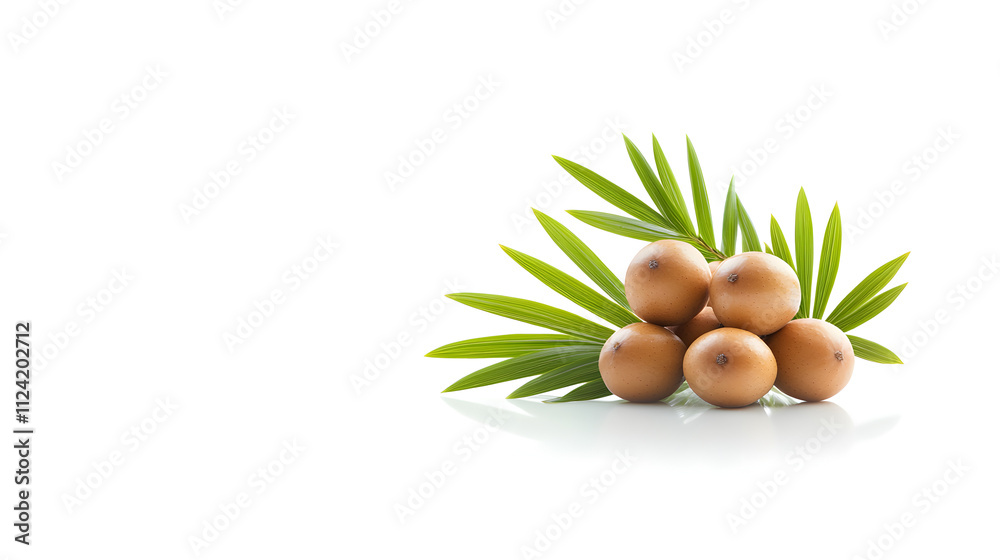 A bunch of ripe Saw Palmetto fruits presented against a white background. Saw Palmetto on White Background. Concept Product Photography A bunch of ripe Saw Palmetto fruits presented against a white background. Saw Palmetto on White Background. Concept Product Photography