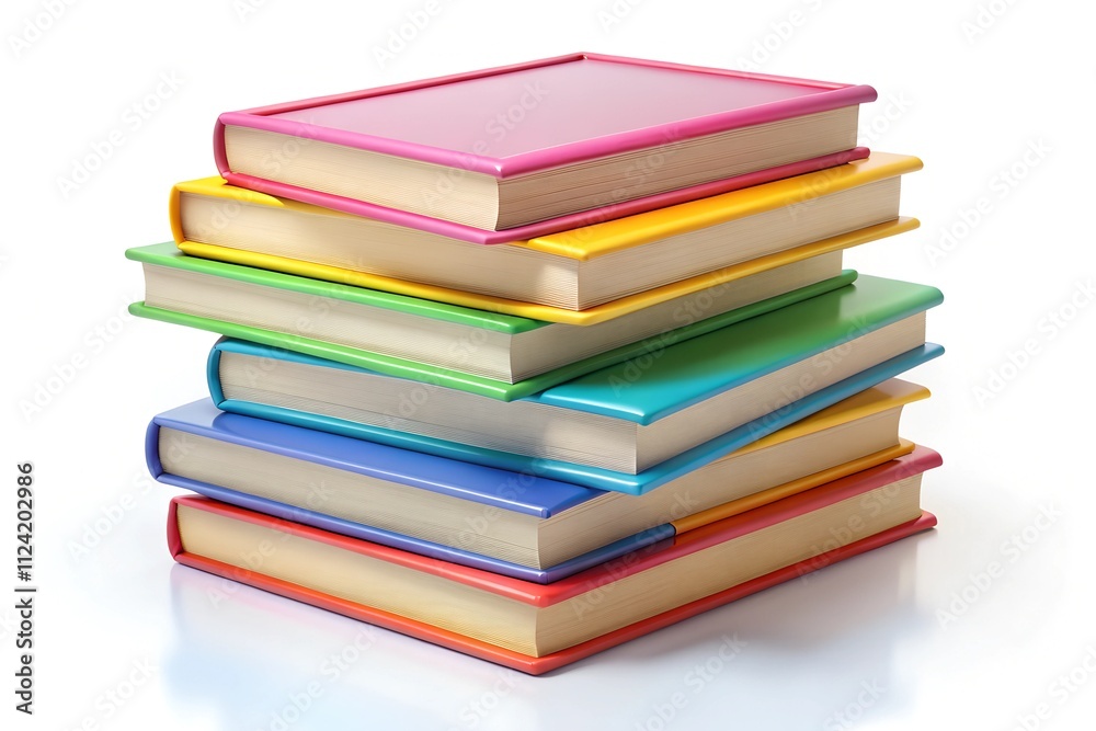 stack of colorful books 3d render icon isolated on white background stack of colorful books 3d render icon isolated on white background