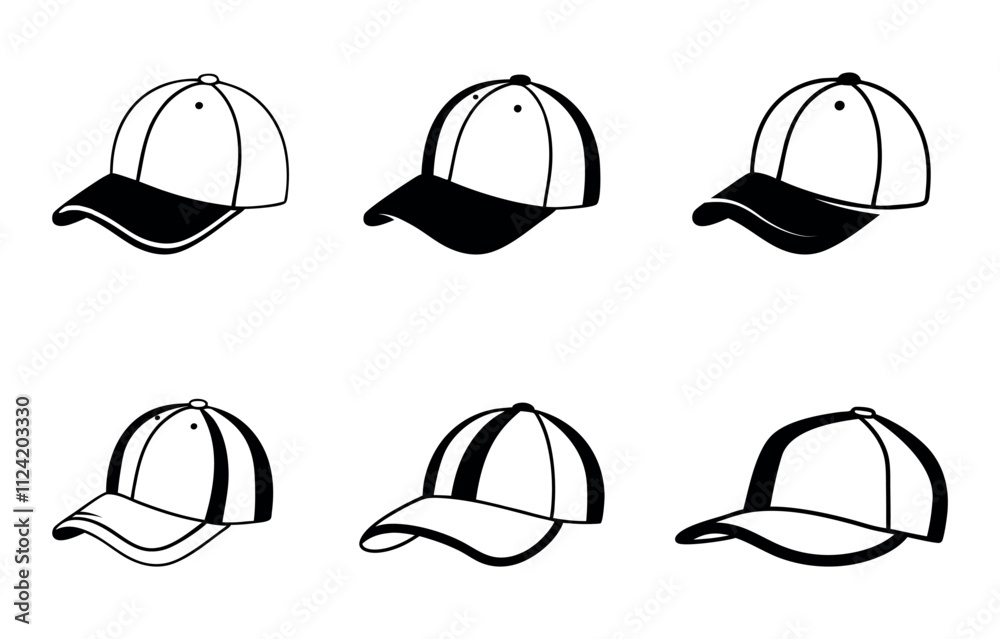 Baseball Cap Clip Art Vector Collection, American Baseball Cap Sport Isolated Equipment, Baseball Cap Drawing Abstract Baseball Outline Icon symbol Vector Set Baseball Cap Clip Art Vector Collection, American Baseball Cap Sport Isolated Equipment, Baseball Cap Drawing Abstract Baseball Outline Icon symbol Vector Set